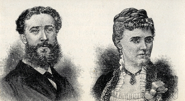 Foto (gravyr) av Christina Nilsson och hennes 1:a man, Auguste Rouzaud, d 22 febr 1882 i Paris.