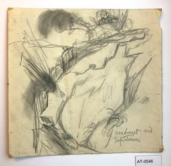 Studie av gut og følgje med hest og kjerre [Tegning]