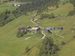 Hole. Gårdsbruk. Stor toetasjes våningshus, driftbygning og 