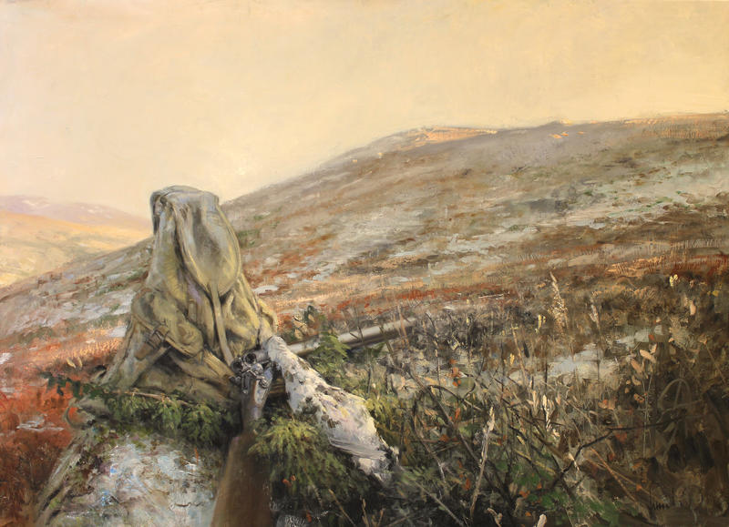 "The First Snow". Painting of natural landscapes, hunting motifs and sacks. Darek Adamski.