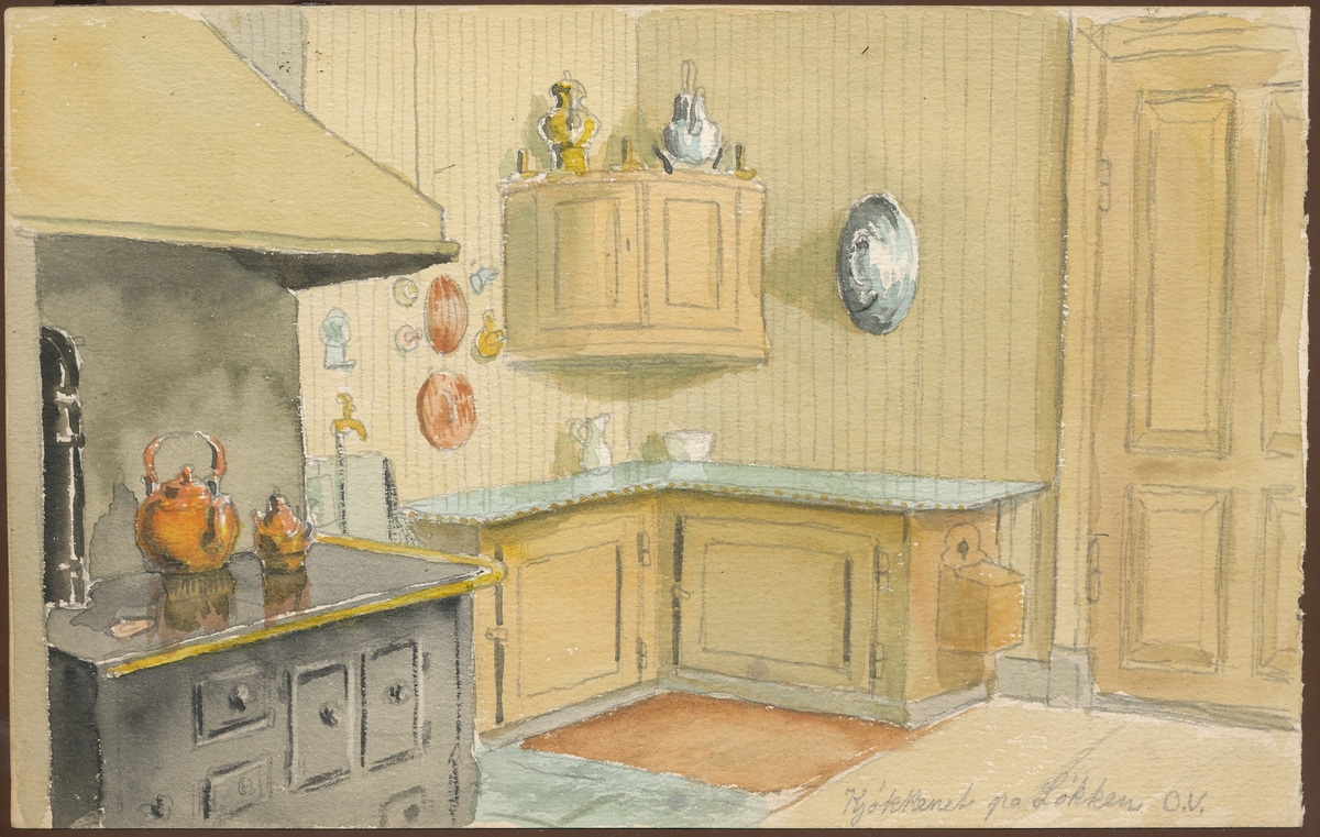 Kjøkken, Løkken (akvarell)