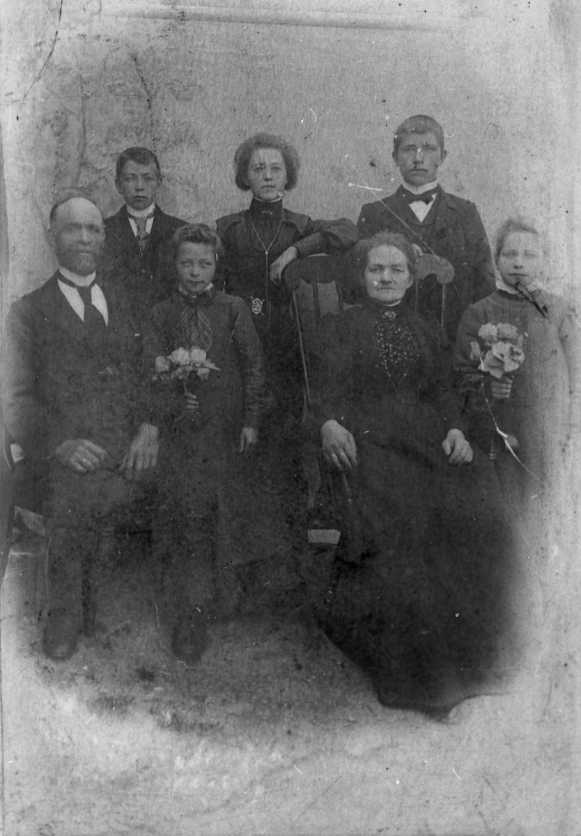 Familien Olsen, Djupvik, Dyrøy.
Fra venstre mot høyre:
Karl Olsen f.1846,  Iver Olsen, 
Henny Olsen (senere gift Ryvoll ) f.1896, 
Helga Olsen f.1887, 
Anna Dypvik Olsen f.1844, 
Hilmar Olsen f.1889, 
Konstanse Olsen.
