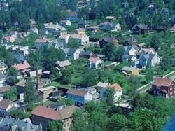 Flyfoto, Lillehammer, bebyggelse, kvartalet Storgata, Langes