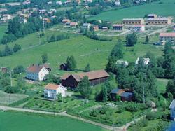Flyfoto, Lillehammer, bebyggelse. Søndre Holme gård har idag