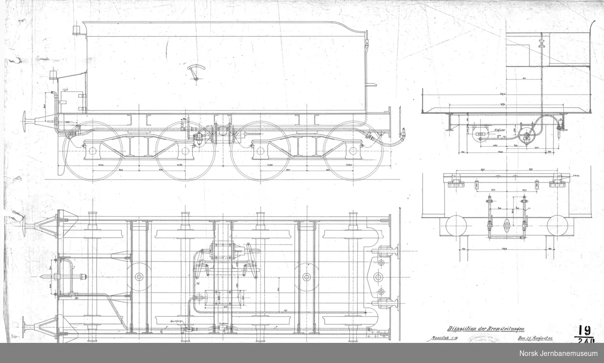 Damplokomotiv type 19a, tender - SLM tegning 240