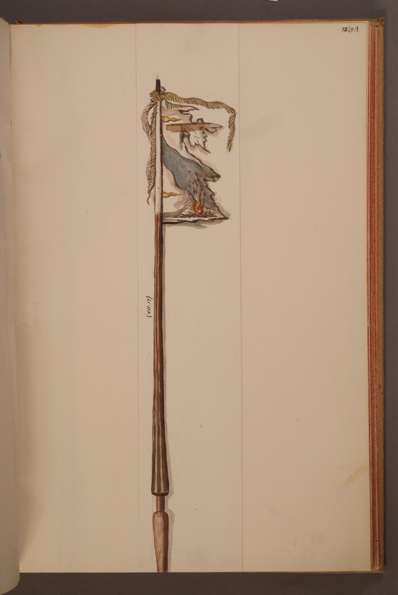 Avbildning i gouache föreställande fälttecken taget som trofé av svenska armén. Det avbildade standaret finns inte bevarat i Armémuseums samling.