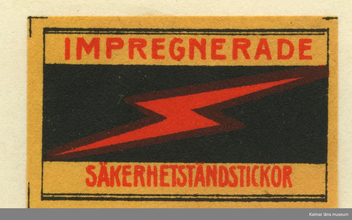 Tändsticksetikett från Mönsterås Tändsticksfabrik, "Impregnerade säkerhetständstickor C-K & Co. "