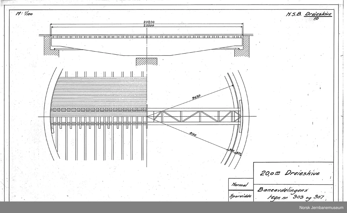 Oversiktstegninger fra NSB Verkstedkontoret
10 tegninger av svingskiver på jernbaneverkstedene