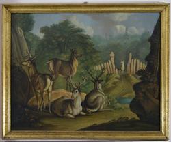 Landskap med hjort [Oljemaleri]