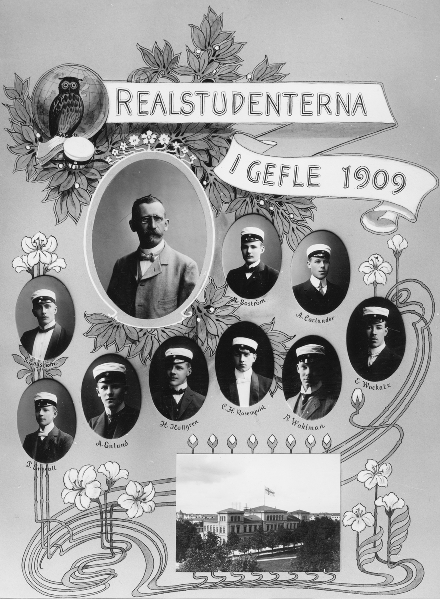 Realstudenterna i Gävle. Högre Allmänna Läroverket (Vasaskolan). 1909