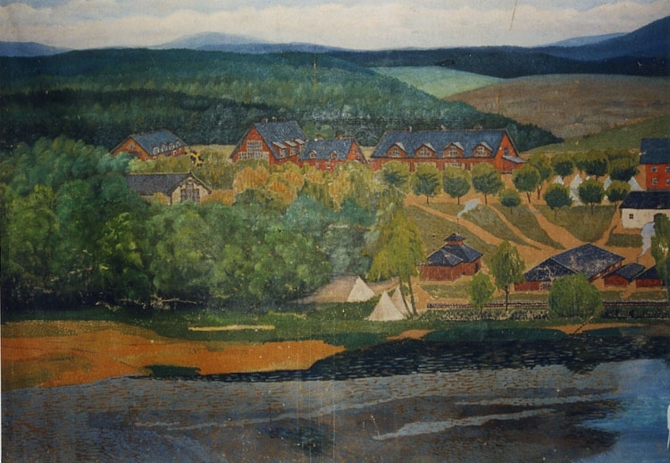 Enligt Bengt Lundins noteringar: "Lägerplatsen från norr. Målningen nu ägd av MKV Käringberget".