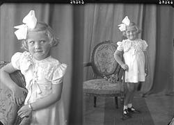 Portrett. Brudpike. Liten pike med sløyfe i håret. Bestilt a