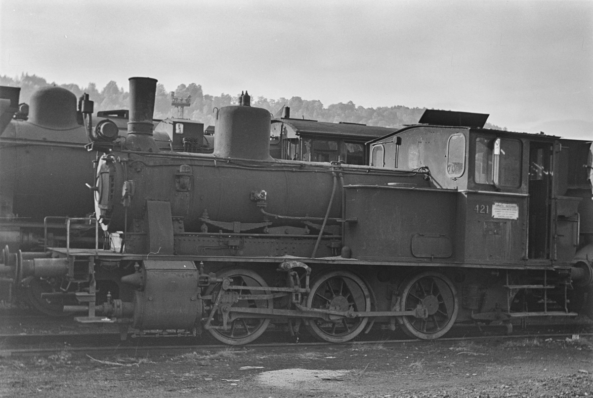 Damplokomotiv type 25d nr. 421, hensatt i Lodalen i Oslo.