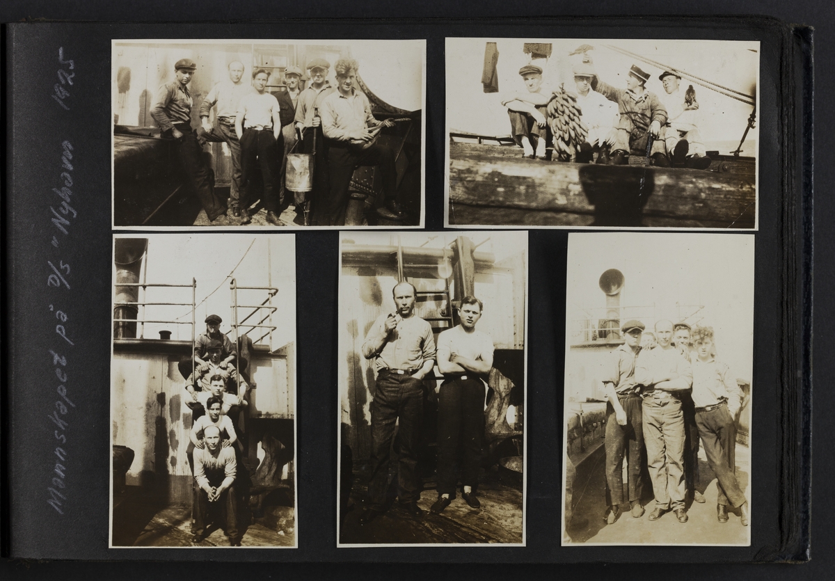 Fem bilder av "Mannskapet på D/S Nyhavn 1925".