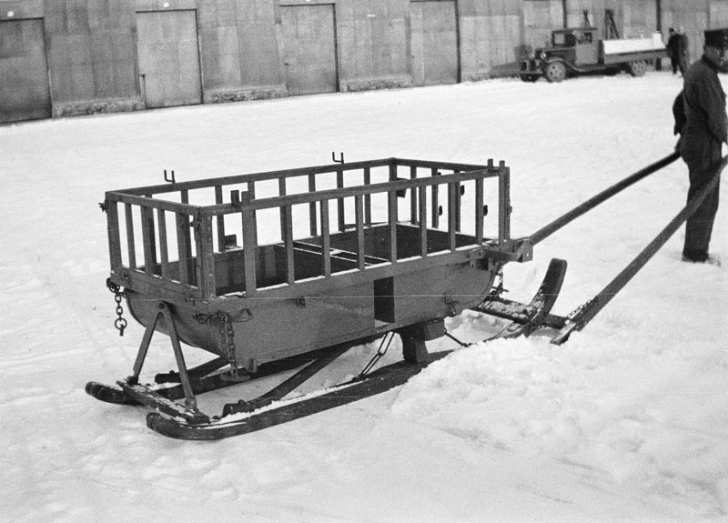Vinterpackning och slädkärrförsök 1935