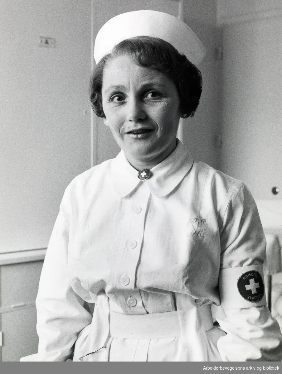 Sykepleier ved Namdal Sykehus, 1950-tallet.