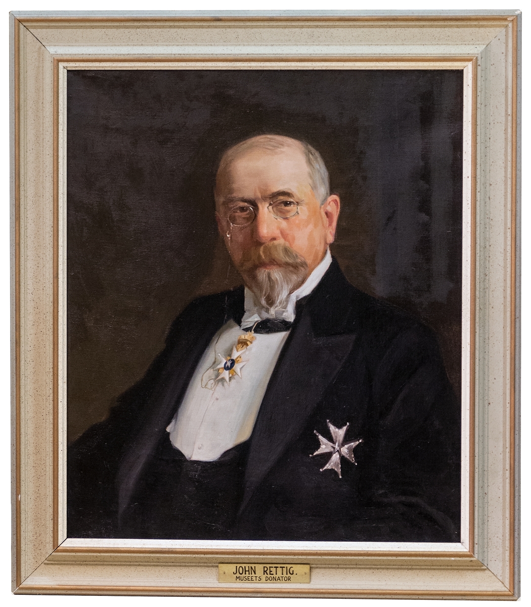 Porträttkopia i olja föreställande konsul John Rettig, utförd av Jean Haagen.