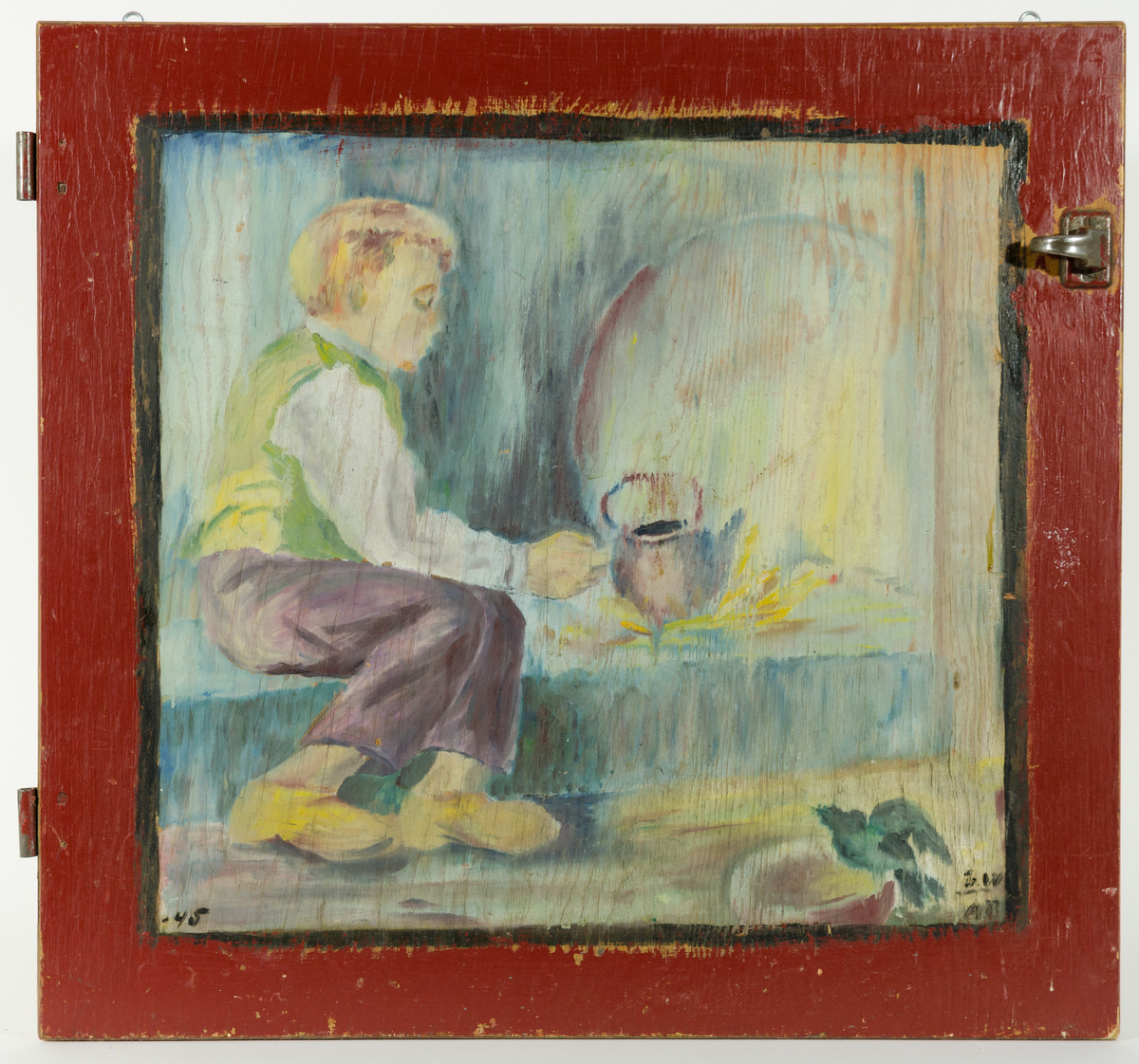 påført: -45 (1945)
Maleri på skapdør.