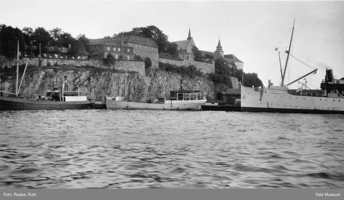fjord, havn, dampbåter, skip, Akershus festning