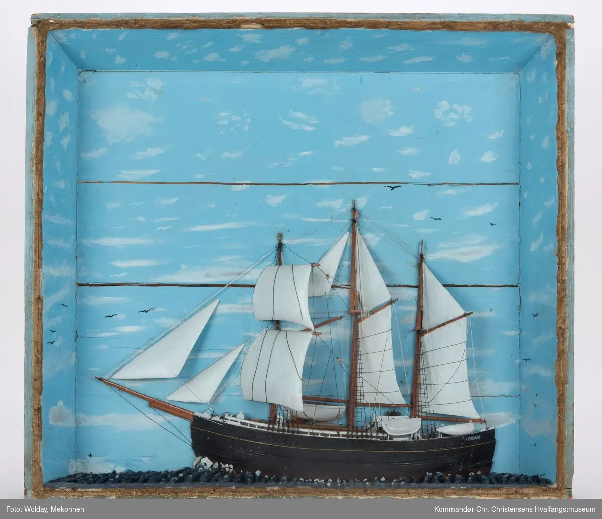 Dioramamodell av polarskipet skonnerten Fram