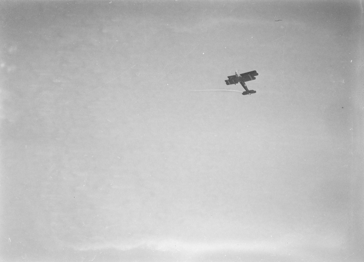 Fly, type Biplan, i luften over Lillehammer.