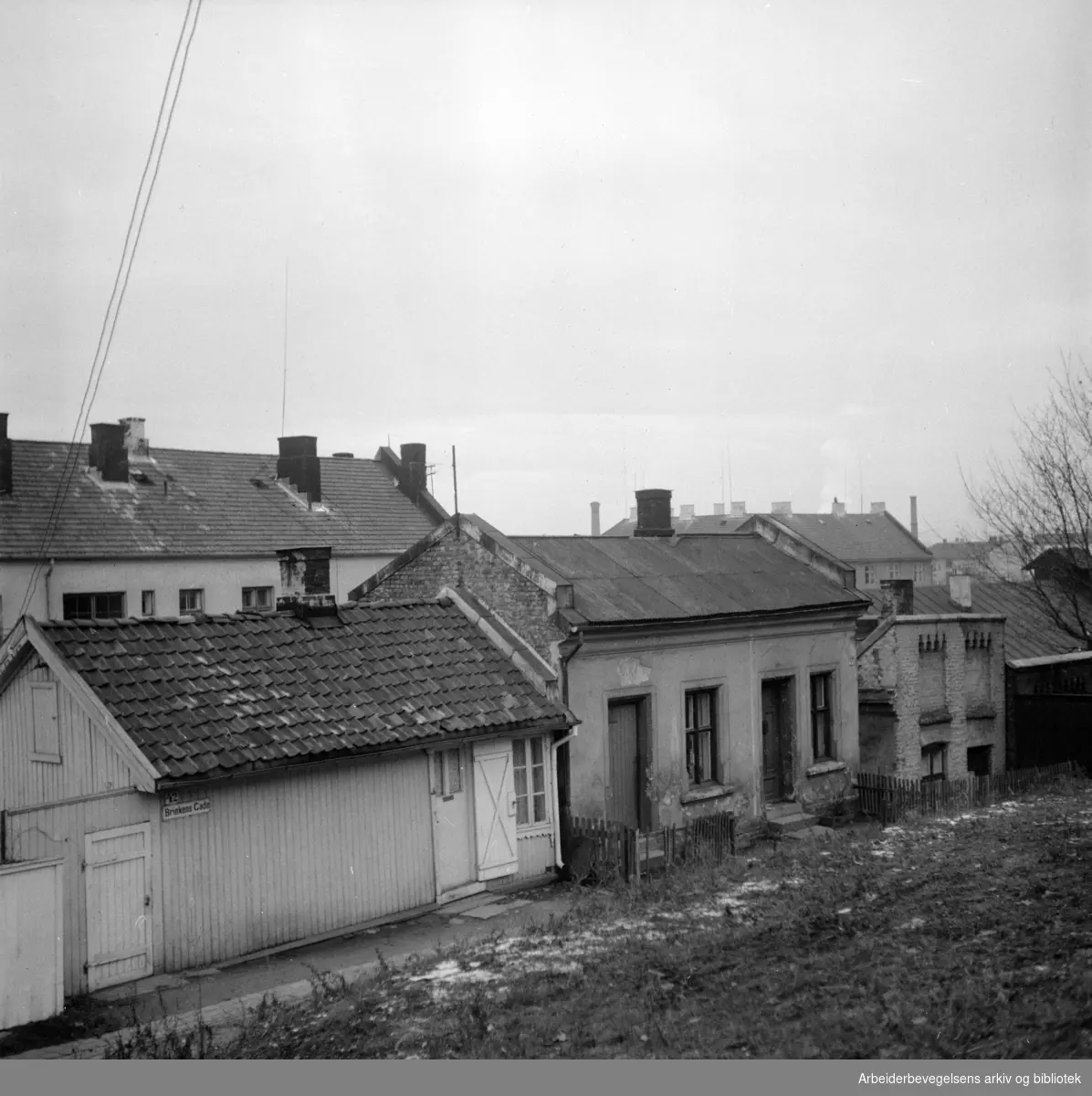 Kampen, gammel bebyggelse. Saneringsplaner. Desember 1955