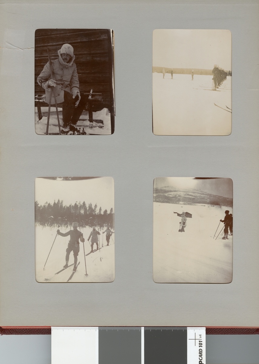 Officerare från Smålands husarregemente K 4 under vinterövning i Norrbotten omkring 1910.