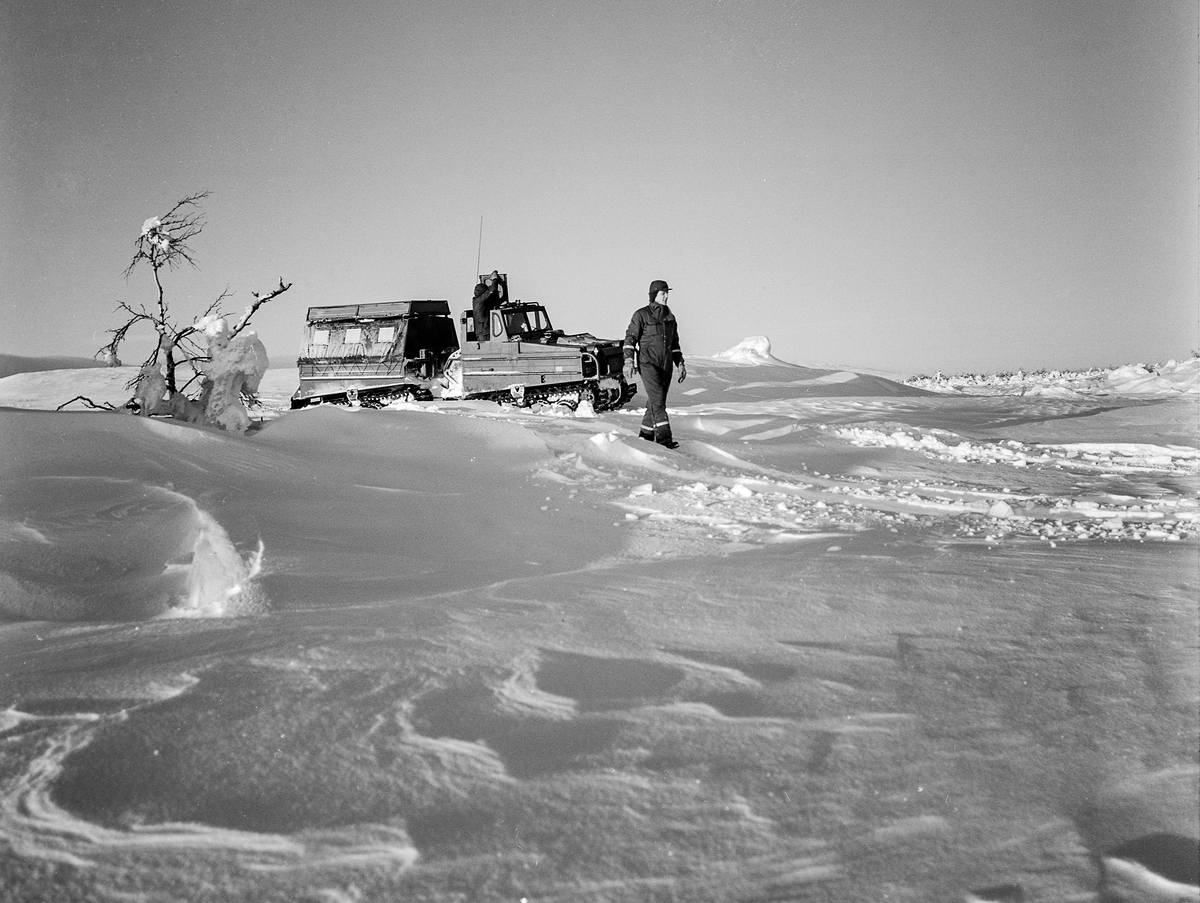 Rast uppe på fjället. Kursch Lennart Lagestrand ute på promenad. Här hade snön god bärighet, på andra ställen sjönk man ner meterdjupt.