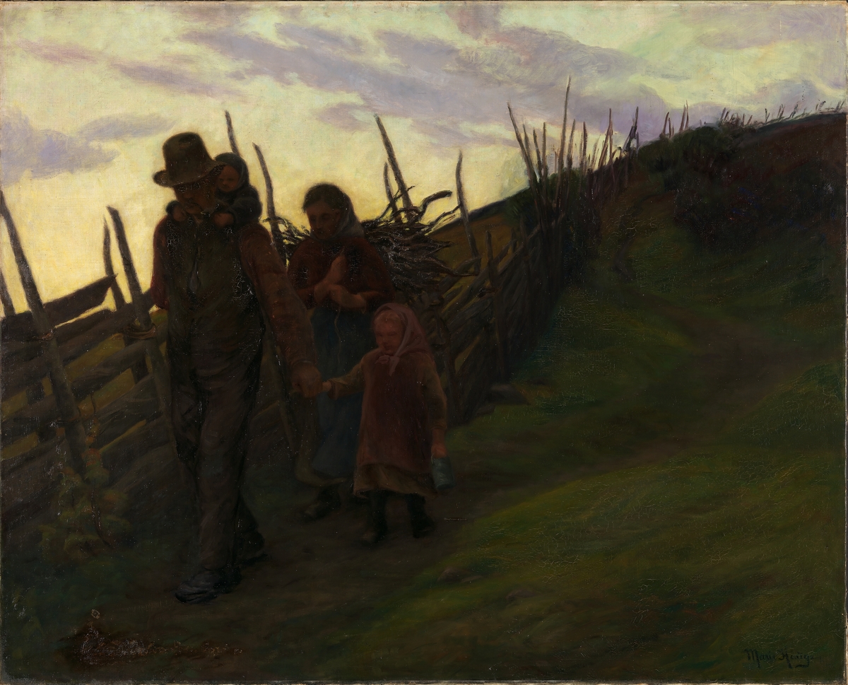 Husmannsfolk på hjemveien [Maleri]