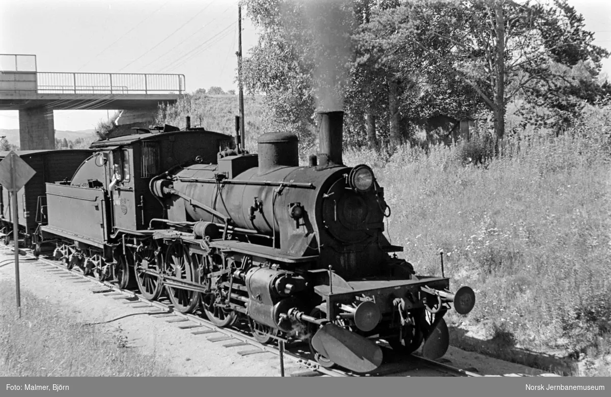 Damplokomotiv type 27a nr. 248 med godstog.