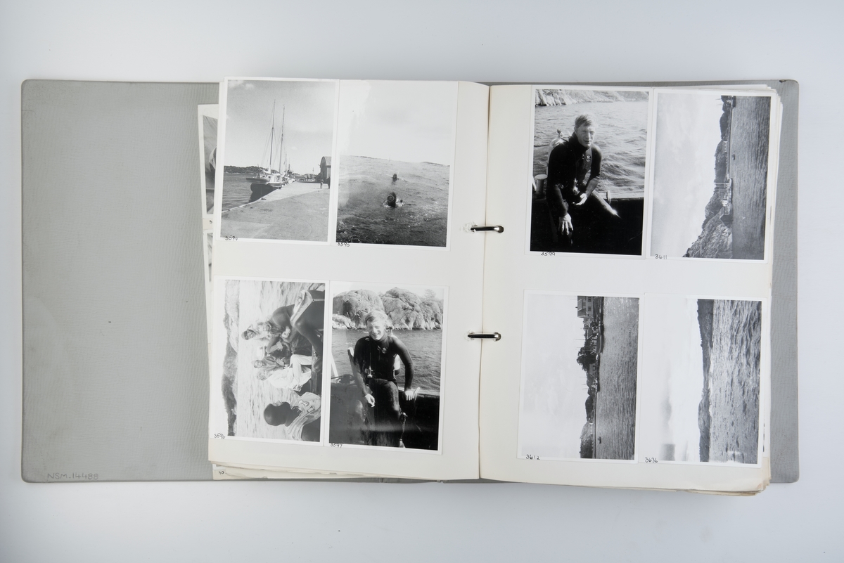 Album med fotografier av Norsk Sjøfartsmuseums ekspedisjon til Sørlandskysten i 1970.