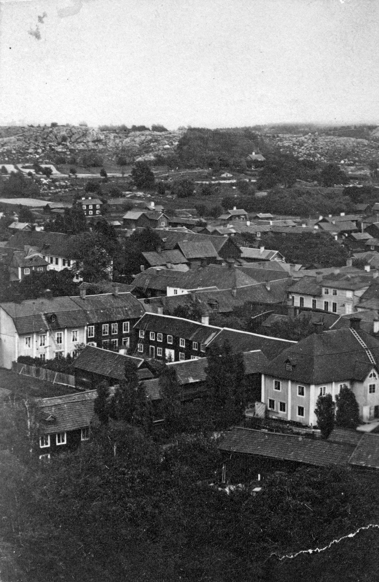 Utsikt från Kyrkotornet över staden 1864, mot Karlbergsskogen.