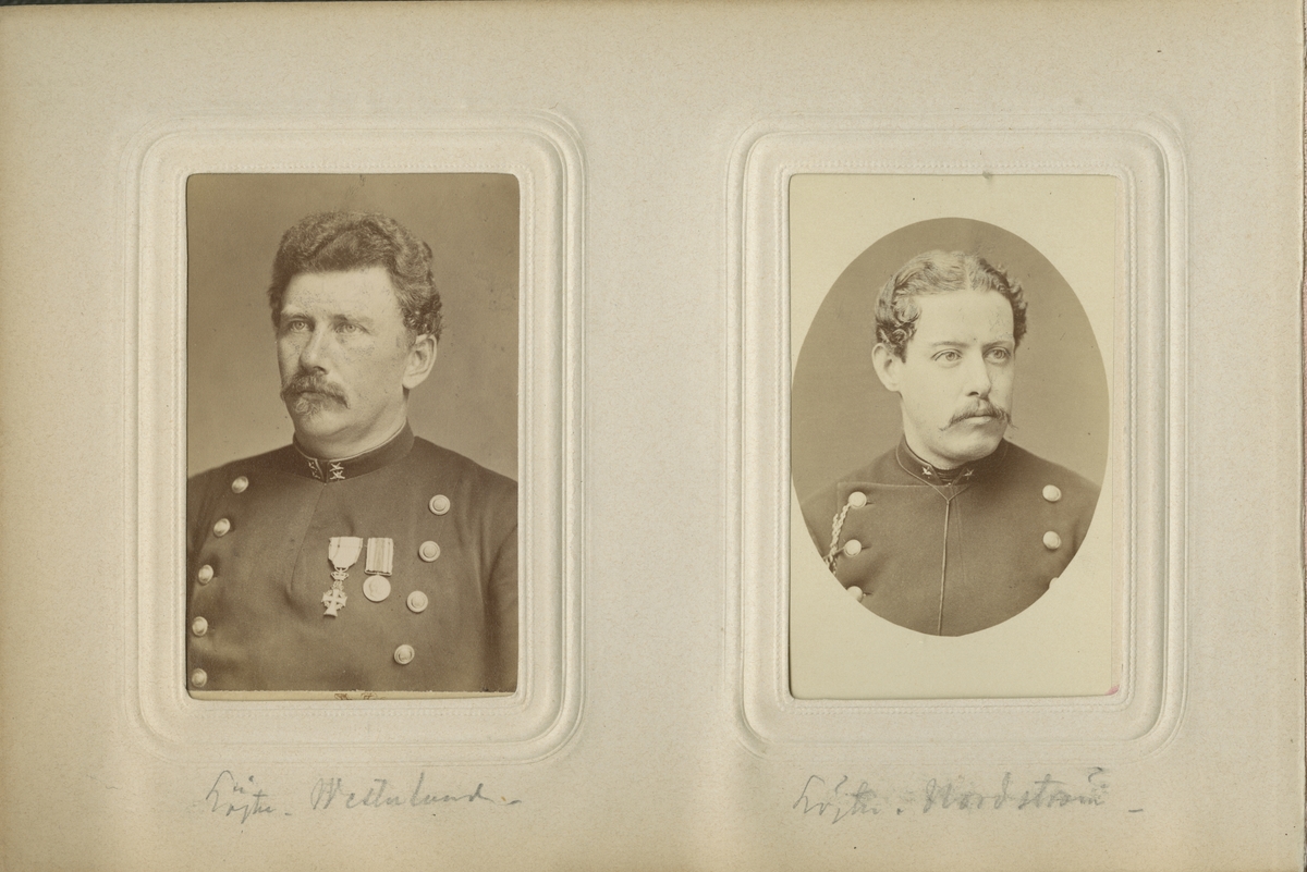 Porträtt av Oscar August Westerlund, löjtnant vid Dalregementet I 13.
Se även bild AMA.0021807 och AMA.0021820.