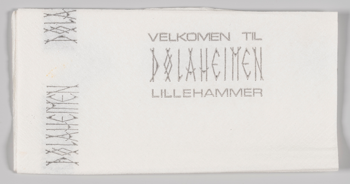 En reklametekst ofr Dølaheimen kafeteria og hotell på Lillehammer.

Samme tekst på MIA.00007-004-140.