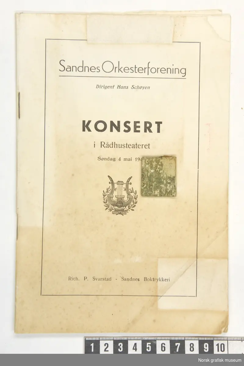 Program for orkesterkonsert i Sandnes.