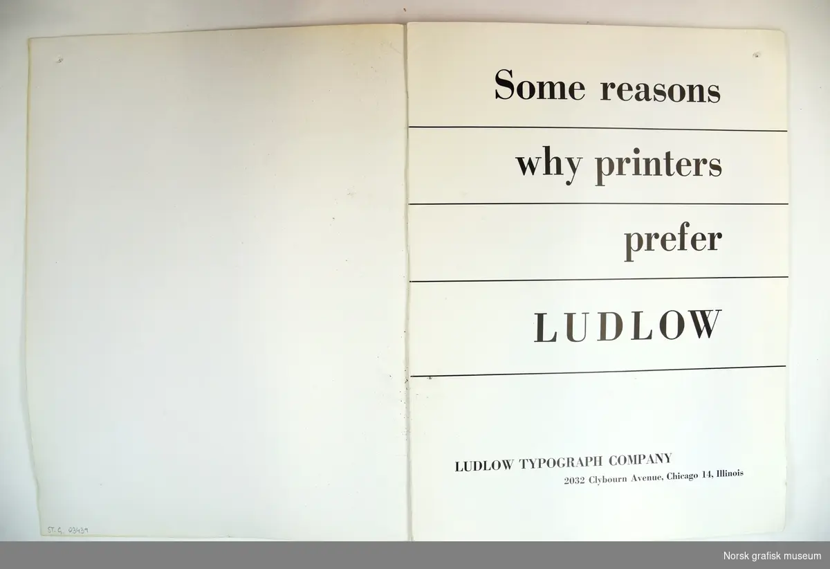 Brosjyre om Ludlow typestøpemaskin