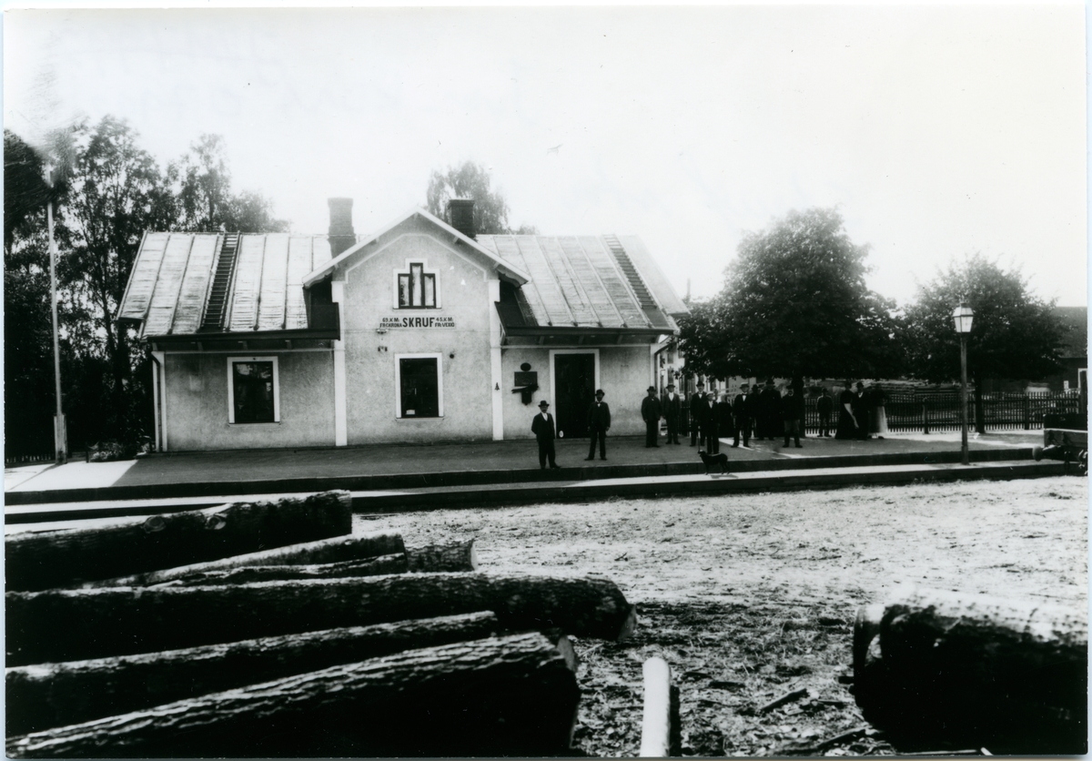 Skruv station år 1900, stavades tidigare Skruf.