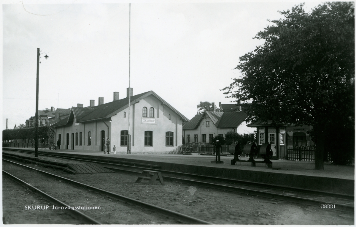 Skurup station. Kopia av Pressbyråns vykort nr 38331.