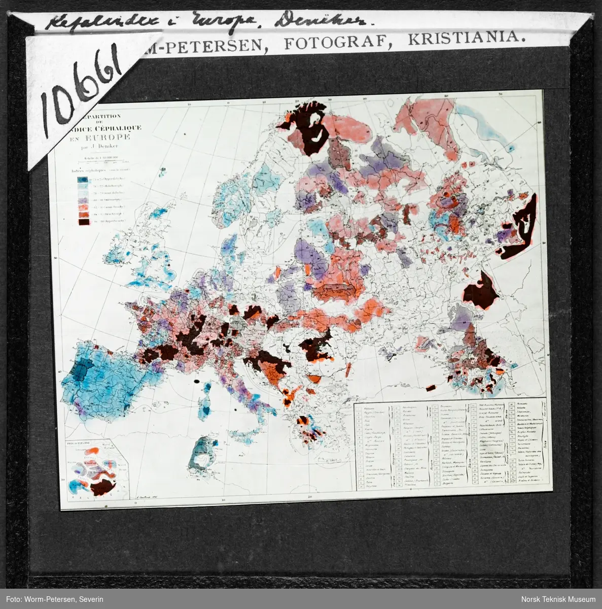 Kart over Europa (kefalindeks), kolorert