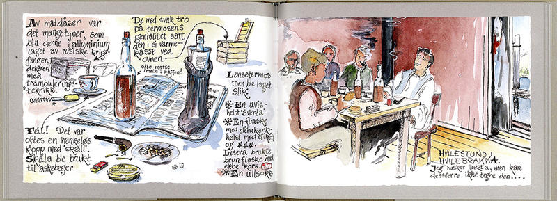 Sideoppslag fra boka "Med penn og pensel". (Foto/Photo)