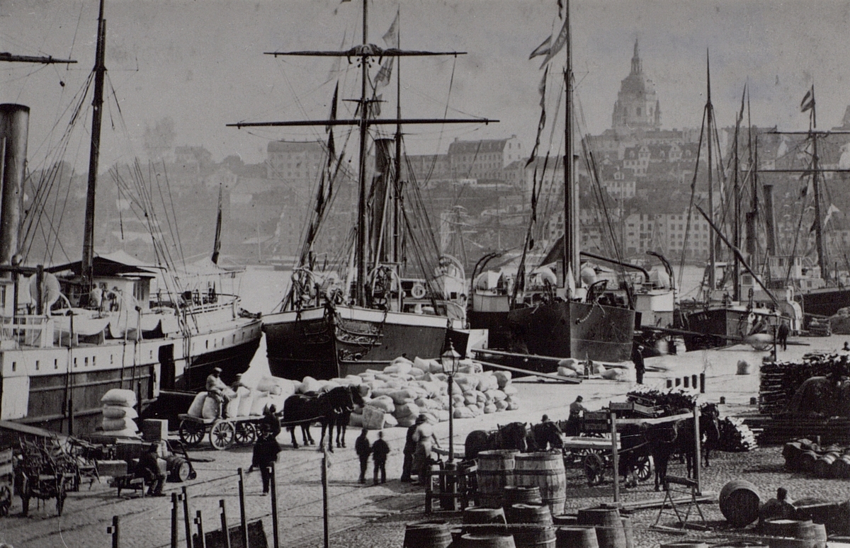 Skeppsbron, Stockholm omkring 1900 ( vy mot Södermalm) .