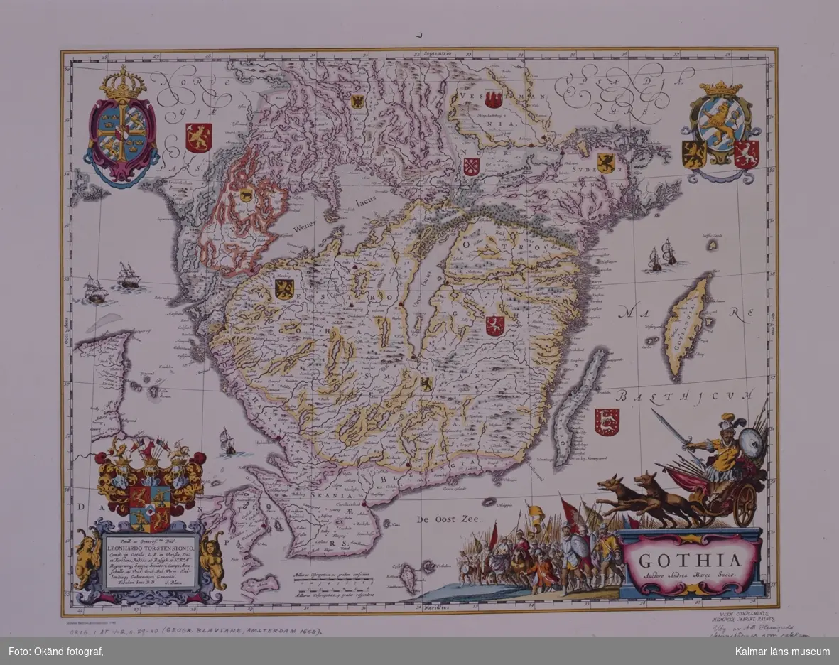 Stordia av karta ur Anders Bureus Kartverk från 1626. Auctore Andrea Bareo Sueco Gothia. Kungliga Biblioteket, Stockholm.