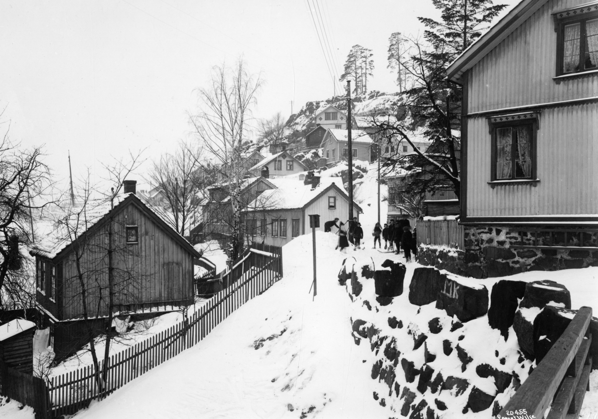 Parti fra Smedsbukta, vinter 1919. Kragerø