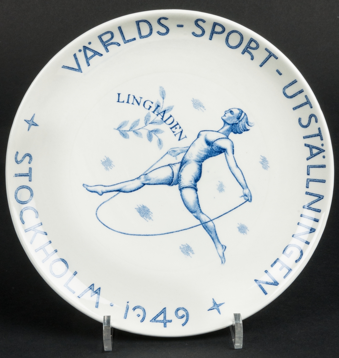 Tallrik, från Världssportutställningen Lingiaden. Stockholm 1949.