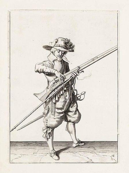Lading av muskett. Tegning av Jacob de Gheyn fra 1607