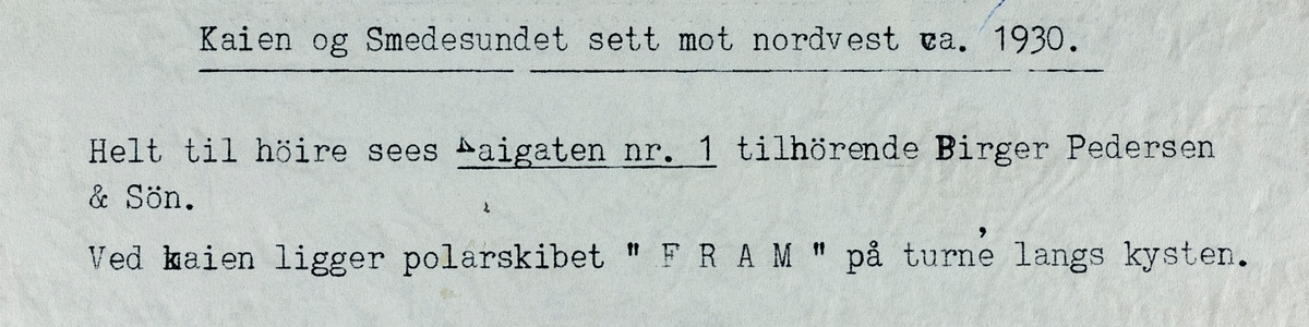 Kaien og Smedasundet sett mot nordvest, 1930.