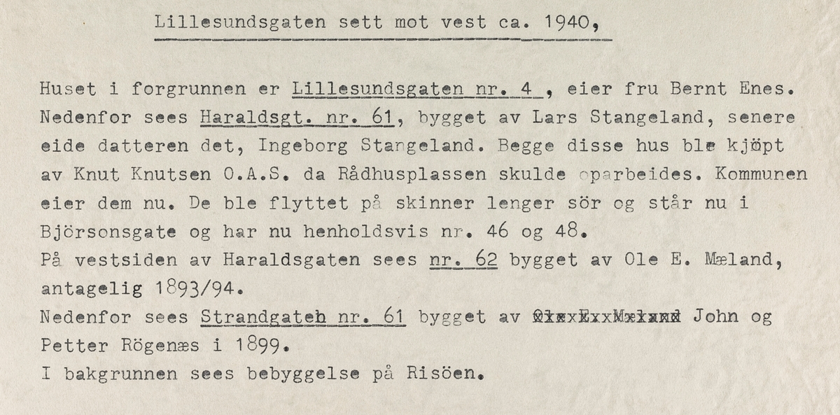 Lillesundgata sett mot vest, ca. 1940.