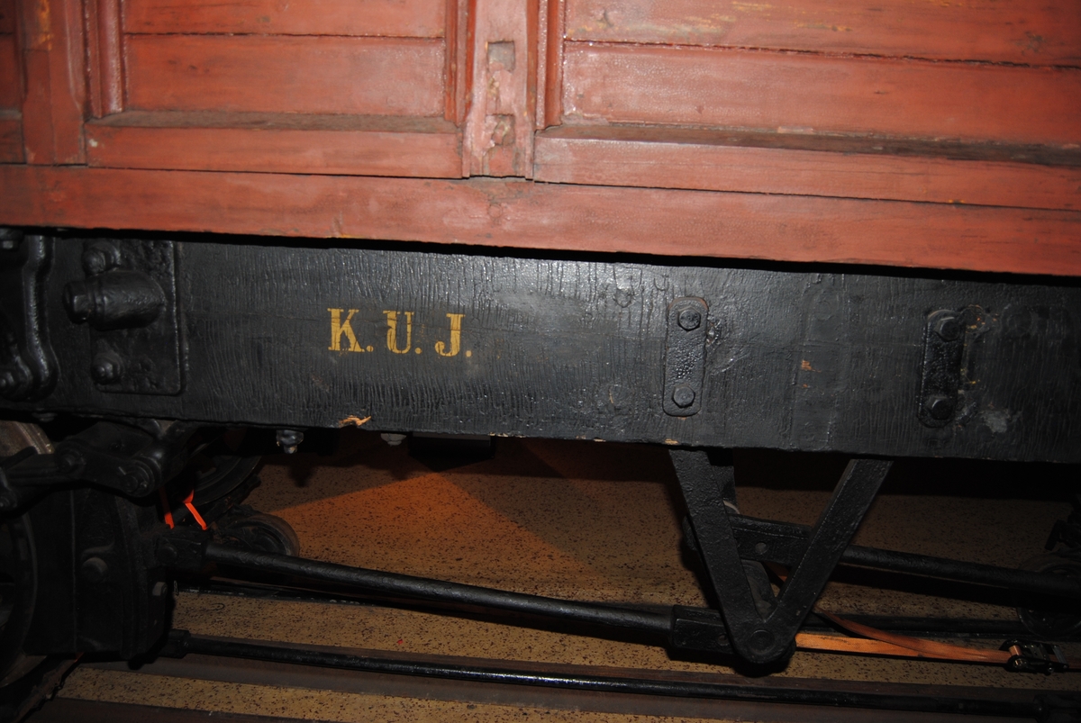 Personvagn från Köping-Utterbergs Järnväg, KUJ litt C nr 1.
Spårvidd 1 093 mm.
Byggd på egen verkstad 1866 i Köping. 
Korg och underrede av trä. Rödmålad. Ingen värme.