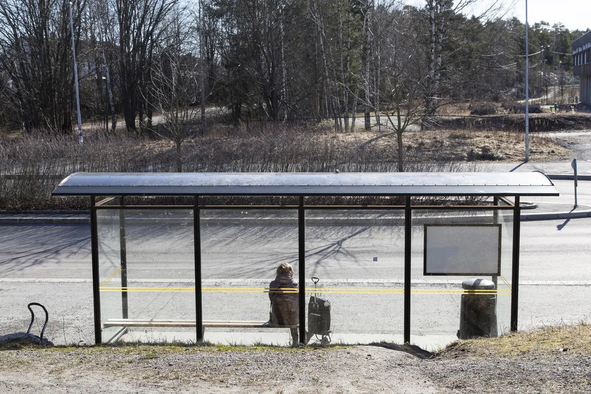 Bussholdeplass under koronanedstengningen