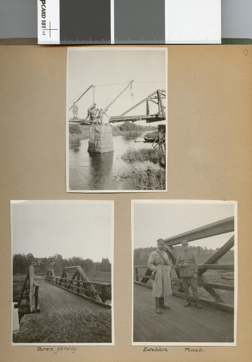 Text i fotoalbum: "Brobygget vid Gripenberg. Bron färdigt."
